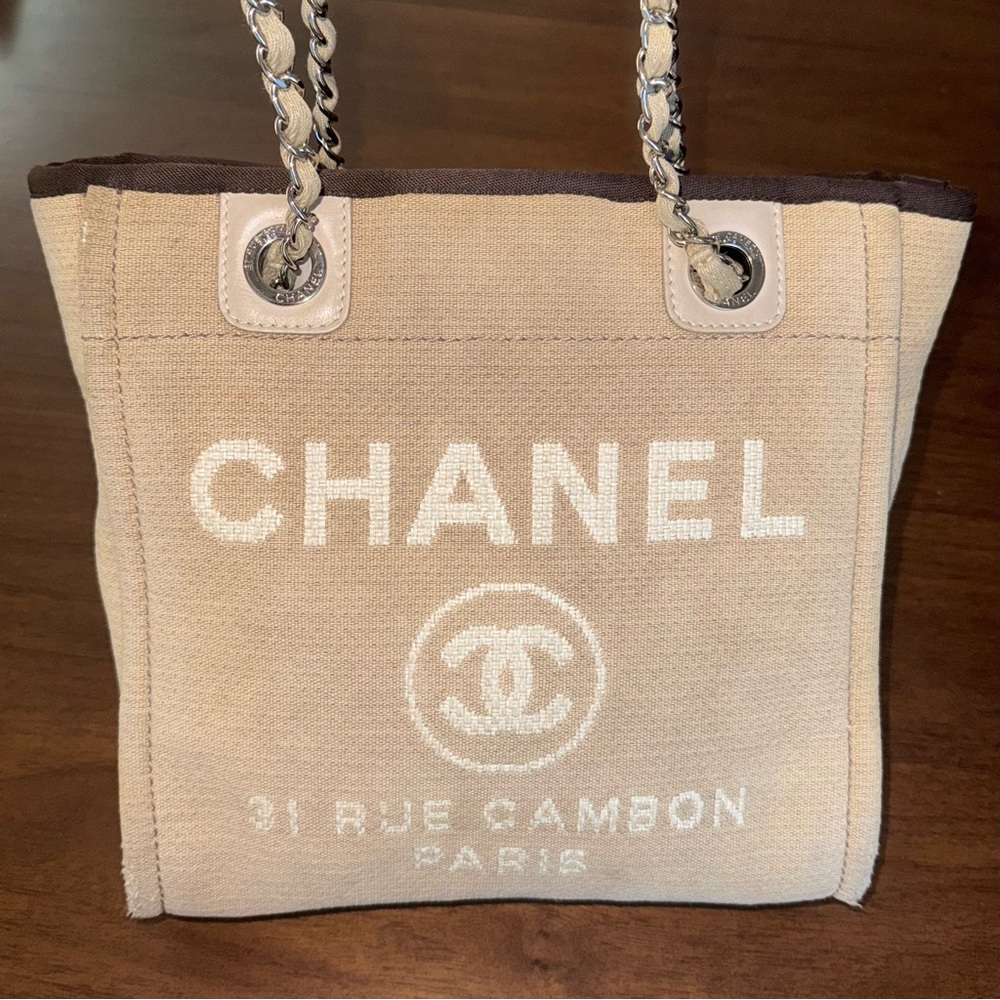 CHANEL Mini Deauville Canvas Tote | 100% Authentic - Picture 3 of 14